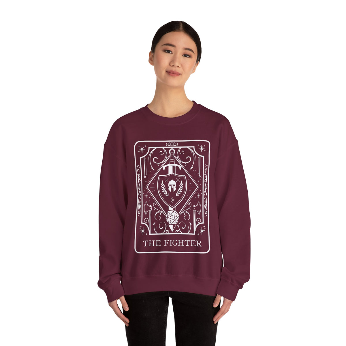 Fighter Tarot Card Gildan Sweatshirt Shirt | TTRPG Character Class Crewneck