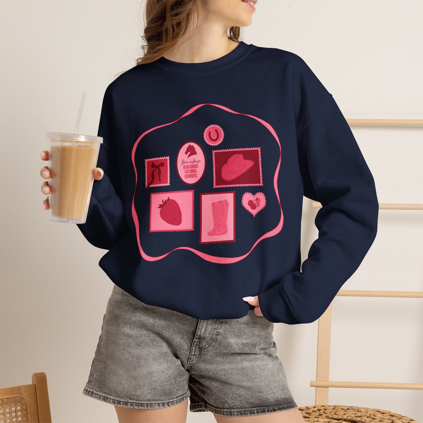 Save a Horse, Read About Fictional Cowboys Sweatshirt | Cowboy Romance Reader Crewneck