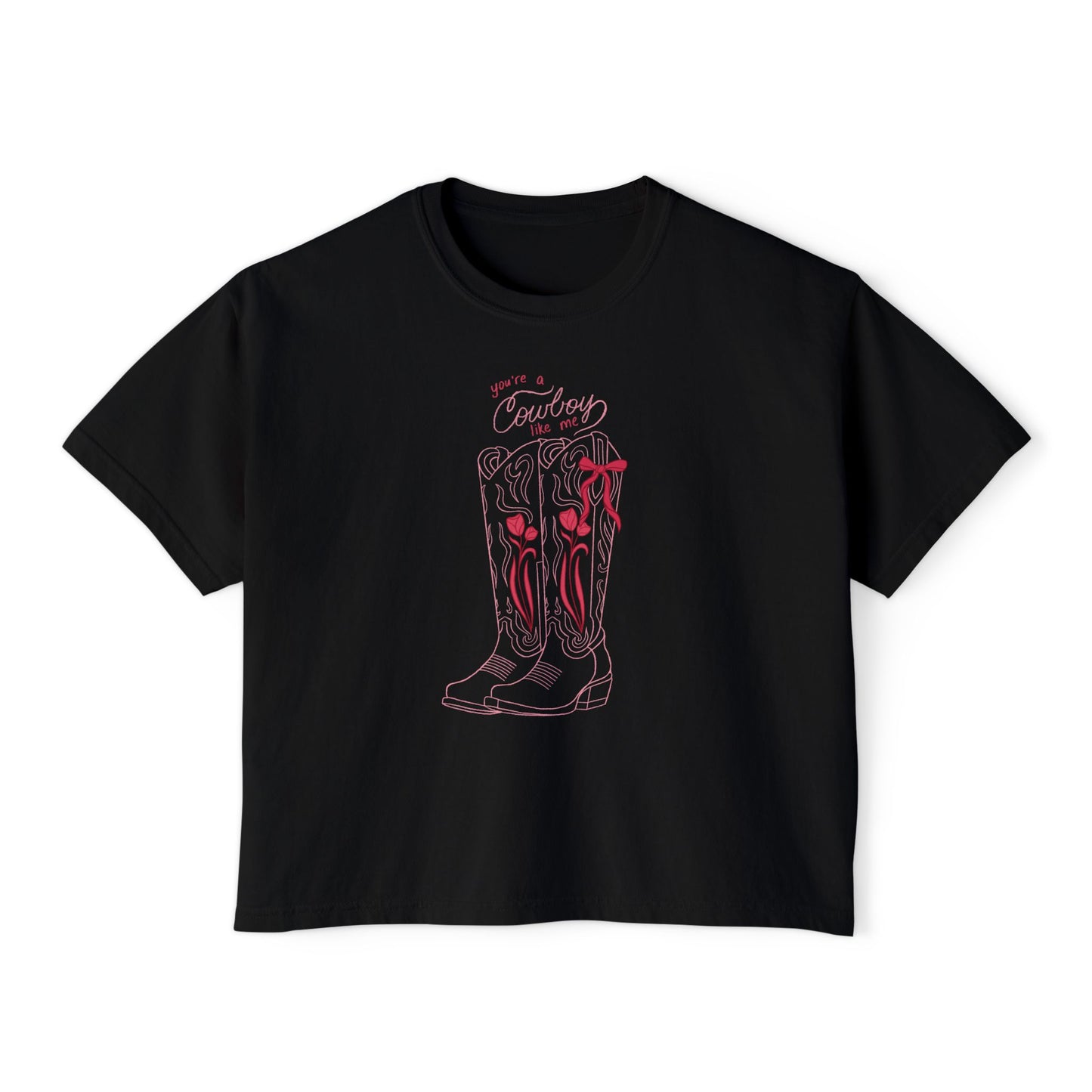 You’re a Cowboy Like Me Comfort Colors Boxy Crop Tee | Bookish Cowboy Romance Shirt