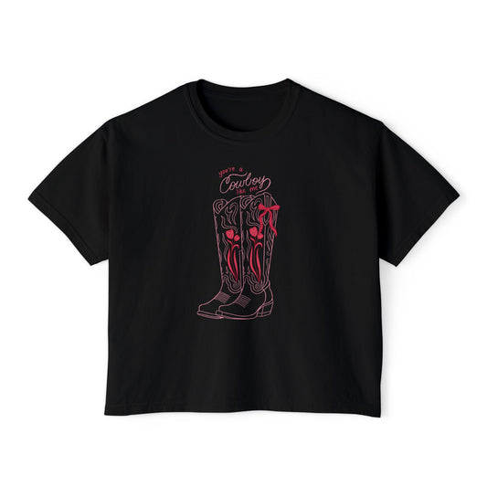 You’re a Cowboy Like Me Comfort Colors Boxy Crop Tee | Bookish Cowboy Romance Shirt