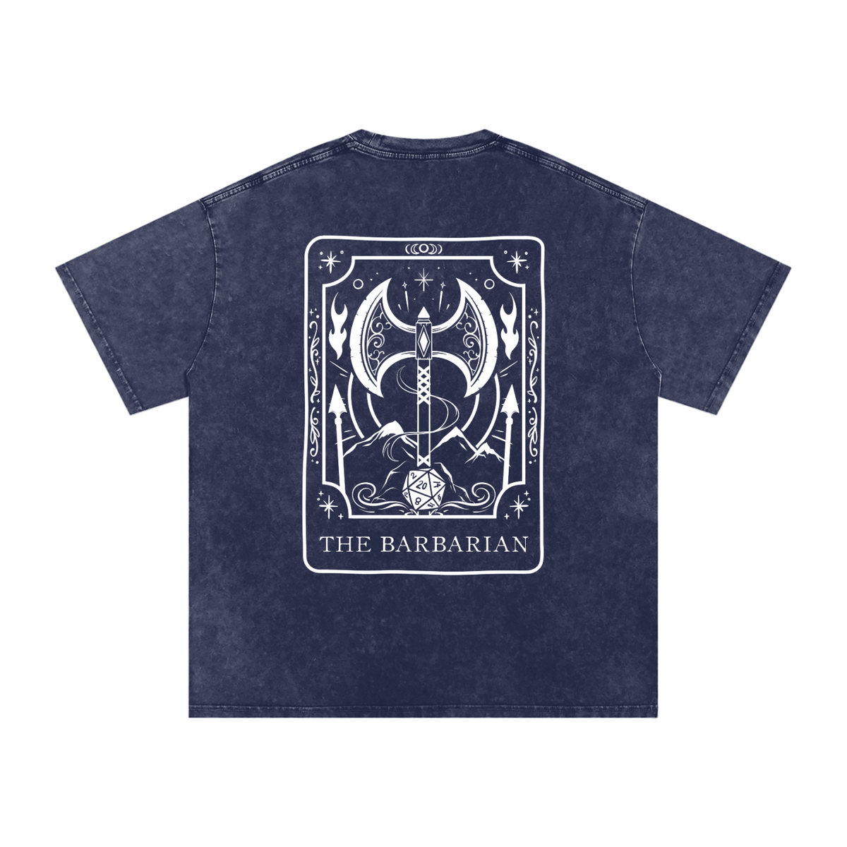 Barbarian Tarot Card Snow Wash Cotton Shirt | TTRPG Character Class Tee