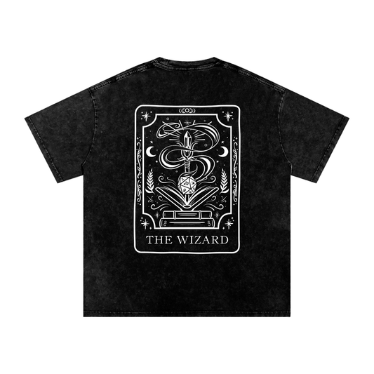 Wizard Tarot Card Snow Wash Cotton Shirt | TTRPG Character Class Tee