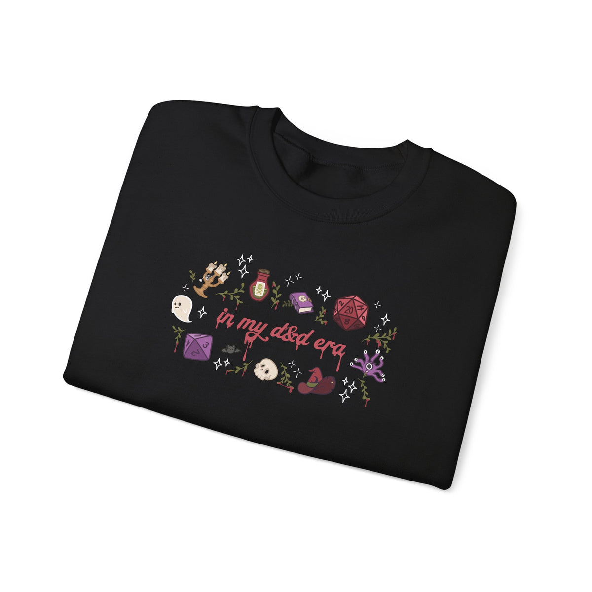 “In My Fantasy Era” Gildan Sweatshirt | Dark Academia TTRPG Crewneck | Witchy Dice & Potion Graphic Sweatshirt