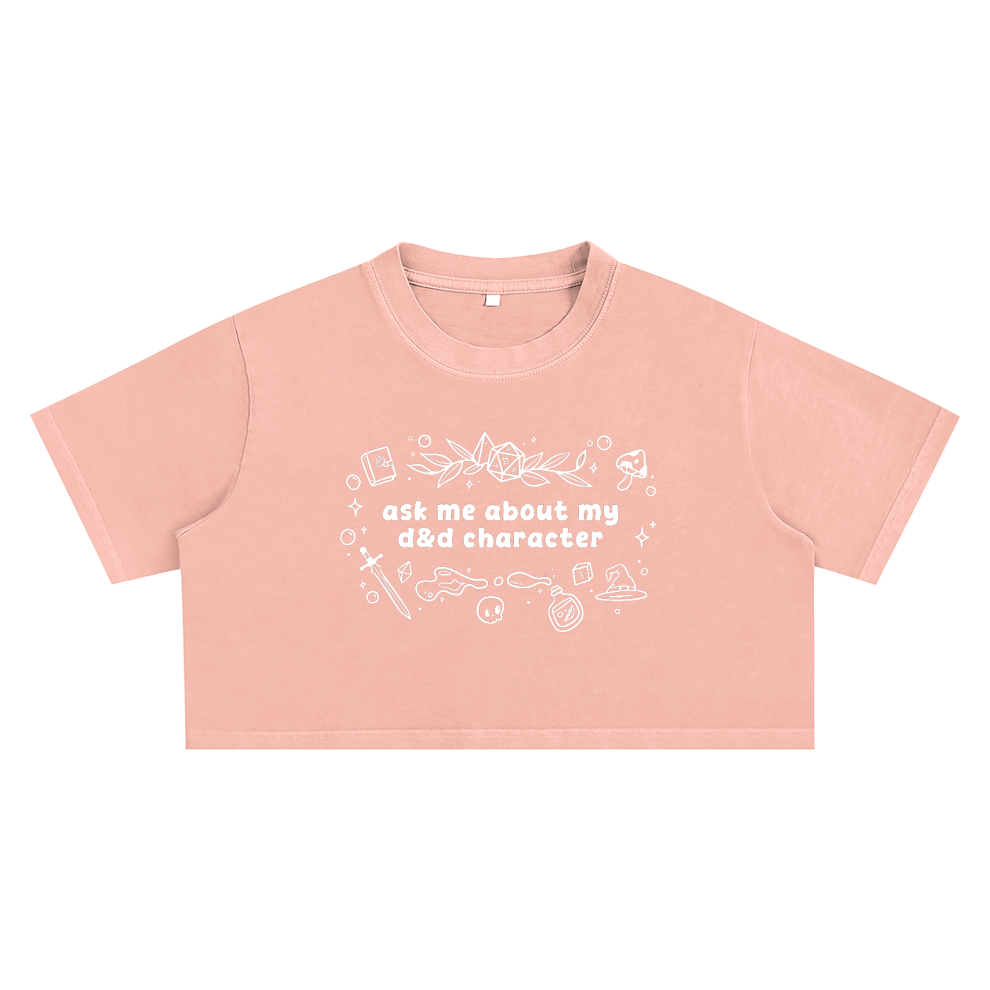 Ask Me About My D&D Character Women’s Cropped Tee | Cute Tabletop RPG Crop Top | Fantasy Gamer Shirt