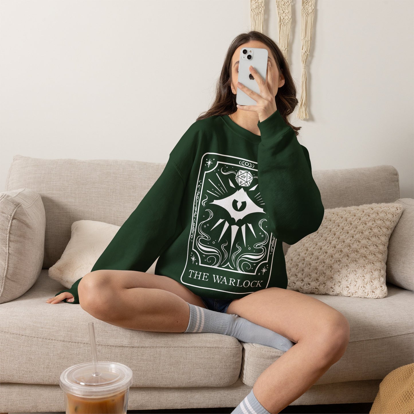 Warlock Tarot Card Gildan Sweatshirt Shirt | TTRPG Character Class Crewneck
