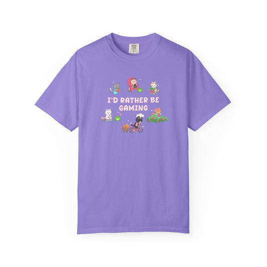 I’d Rather Be Gaming T-shirt - Cute Cat Lover Cozy Gamer Gift