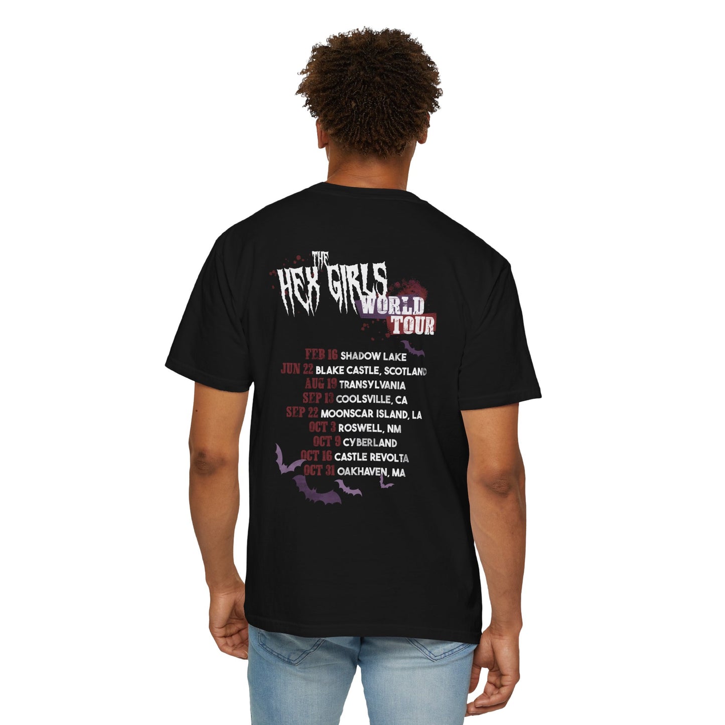 2-Sided Witch Girl Band T-Shirt, Spooky Season Graphic Tee