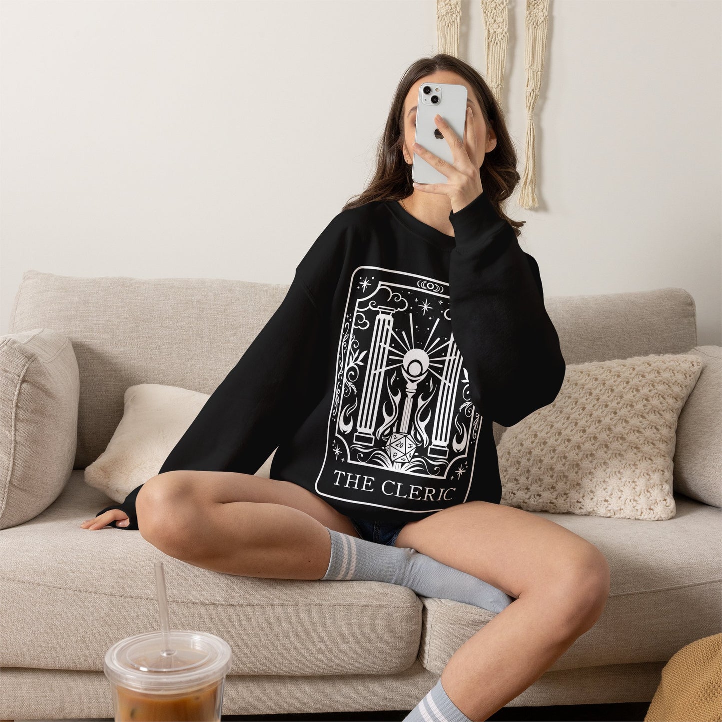 Cleric Tarot Card Gildan Sweatshirt Shirt | TTRPG Character Class Crewneck