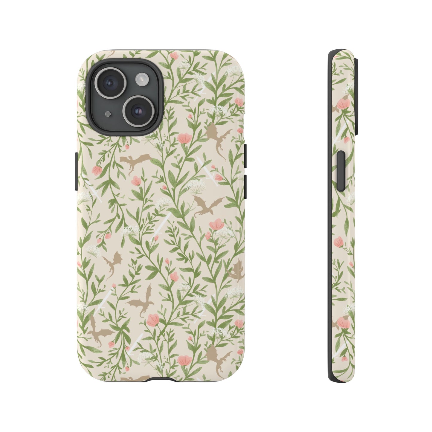 Fantasy Floral Dragons Tough Cases, Romantasy Reader Gift, Bookish Merch