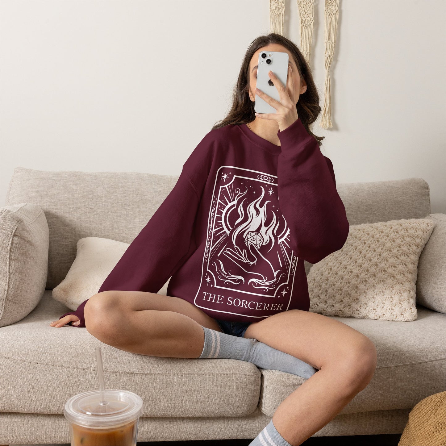 Sorcerer Tarot Card Gildan Sweatshirt Shirt | TTRPG Character Class Crewneck