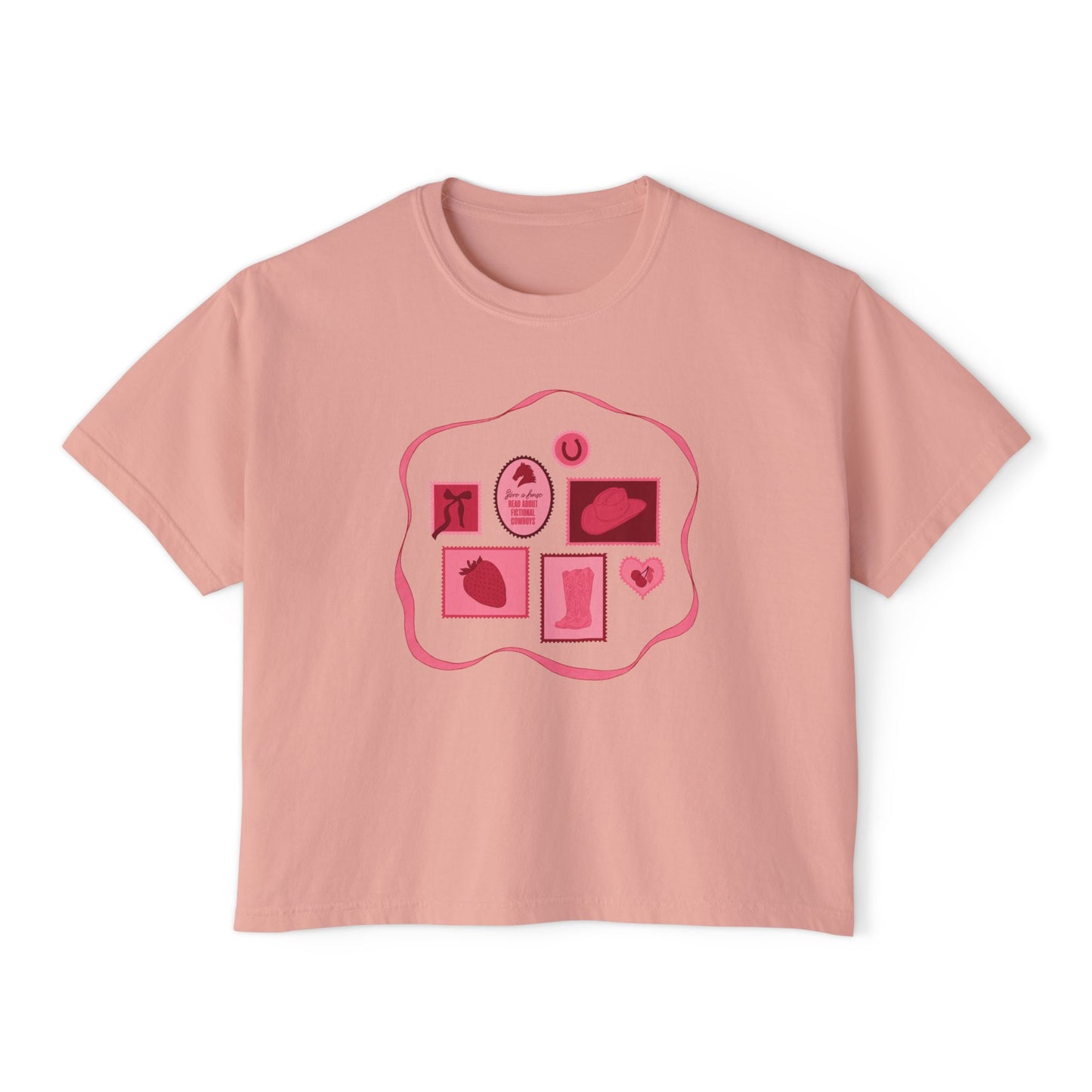 Save a Horse, Read About Fictional Cowboys Comfort Colors Boxy Crop Tee | Cowboy Romance Shirt