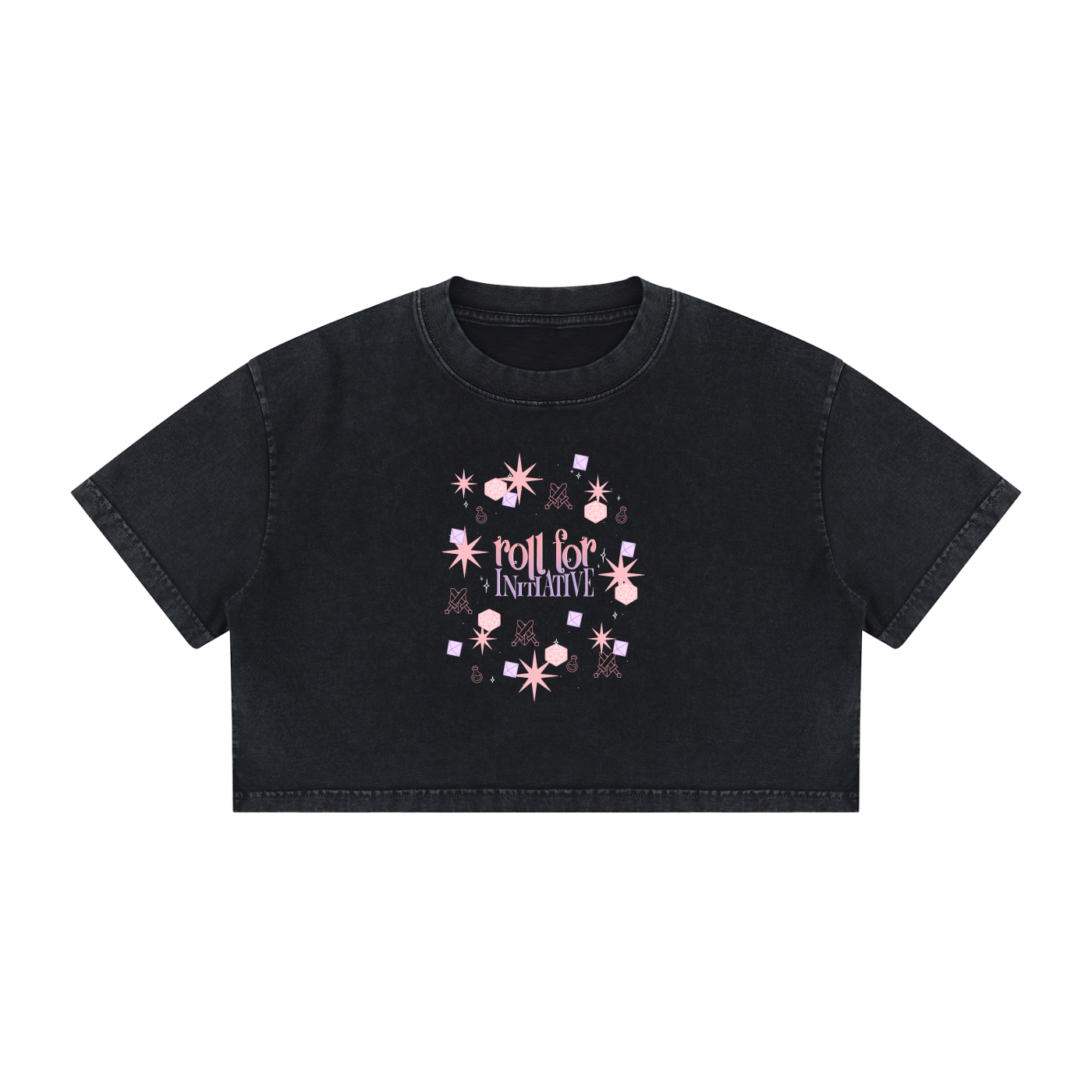 Roll for Initiative Women’s Cropped Tee | Cute D20 RPG Crop Top | Fantasy Gamer Shirt