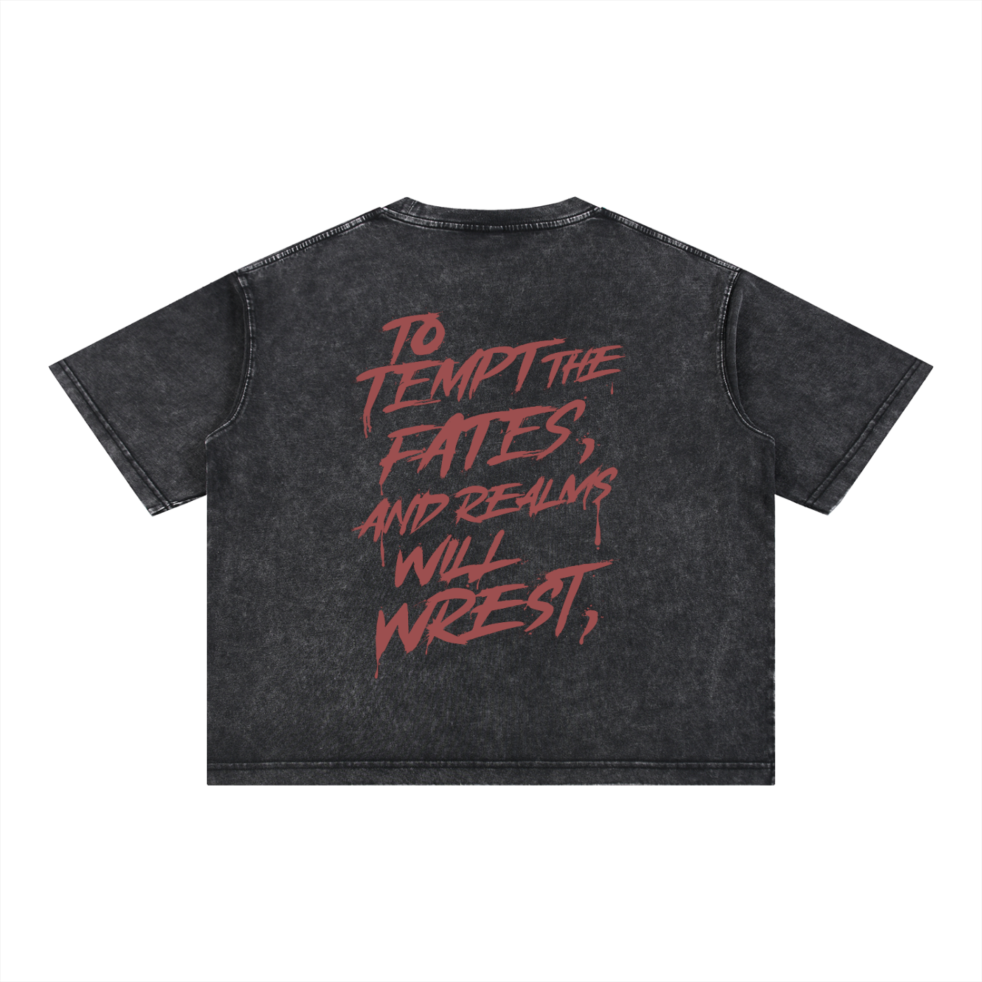 To Tempt the Fates and Realms Will Wrest Oversized Mineral Wash Boxy Tee | Officially Licensed Nicole Platania Shirt