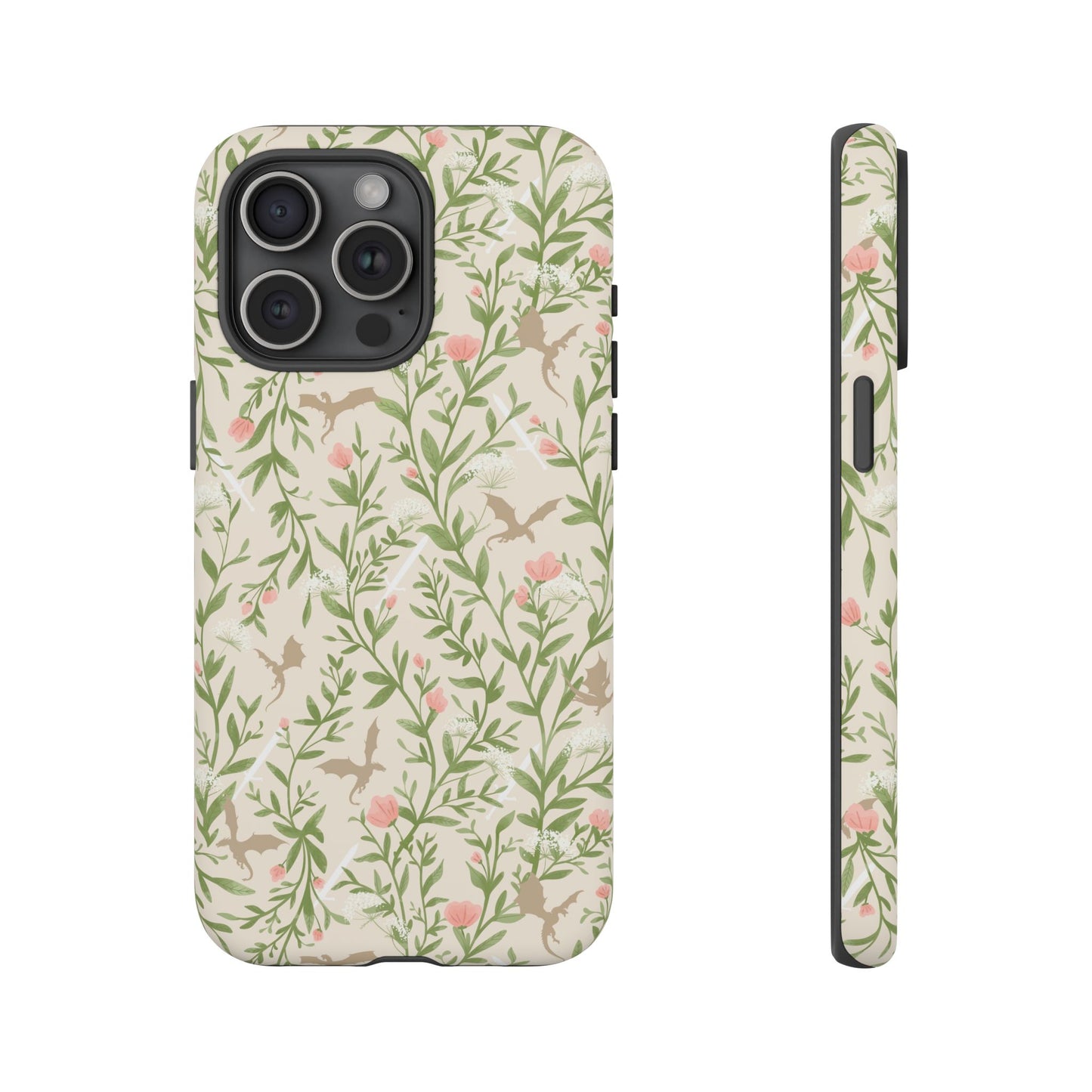 Fantasy Floral Dragons Tough Cases, Romantasy Reader Gift, Bookish Merch