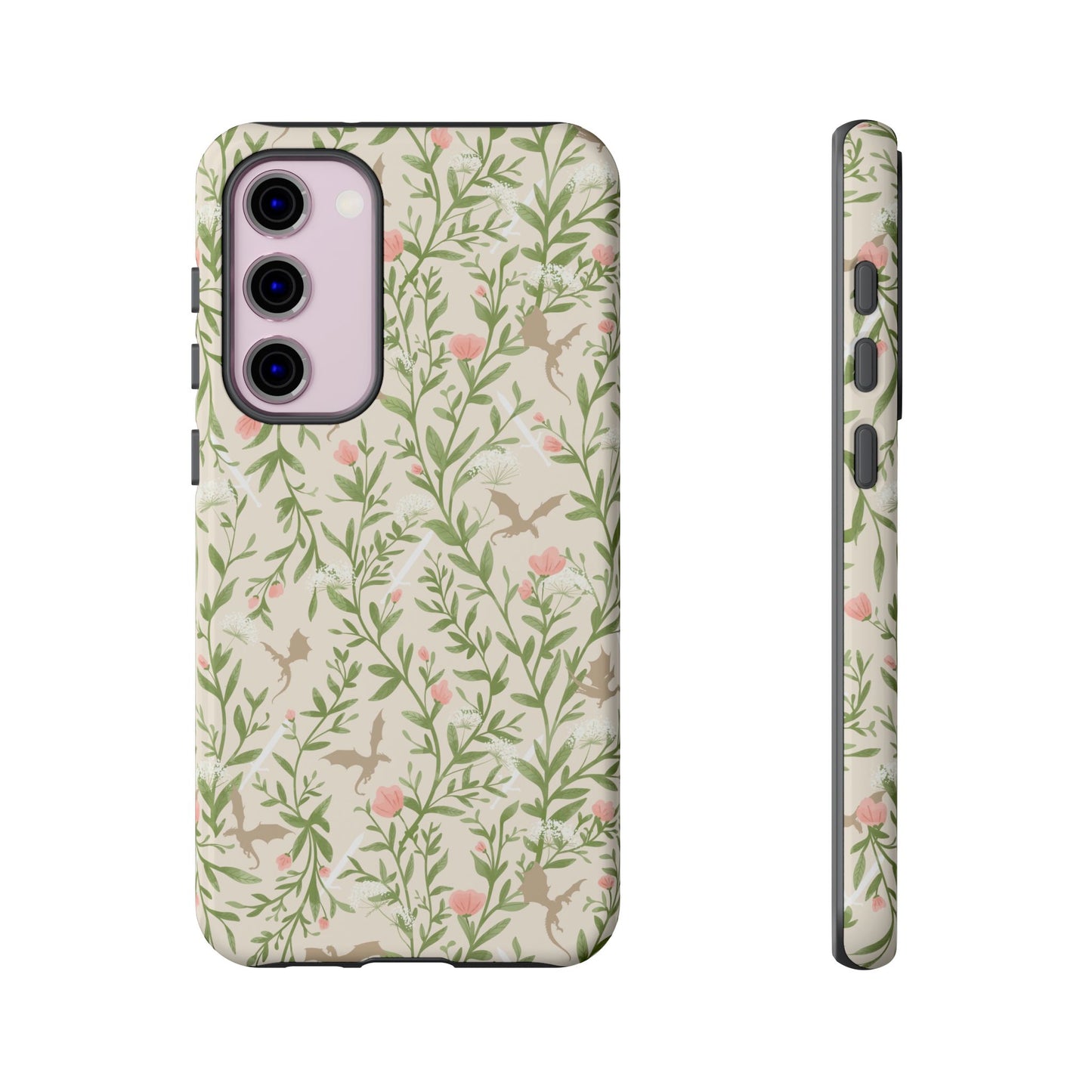 Fantasy Floral Dragons Tough Cases, Romantasy Reader Gift, Bookish Merch
