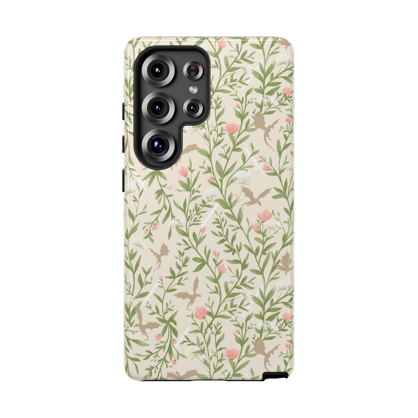 Fantasy Floral Dragons Tough Cases, Romantasy Reader Gift, Bookish Merch