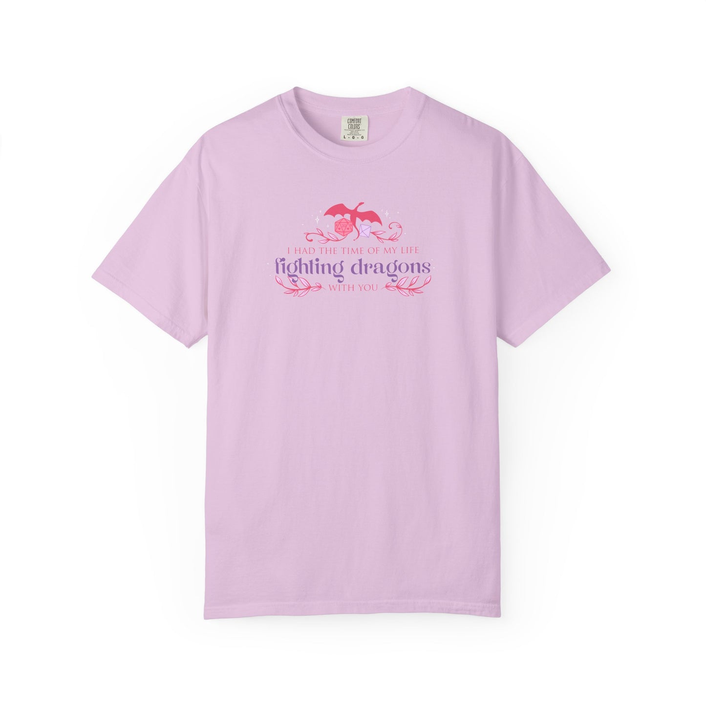 Fighting Dragons D&D Graphic T-Shirt | Pink Retro Fantasy Tee for Women | TTRPG Gamer Gift