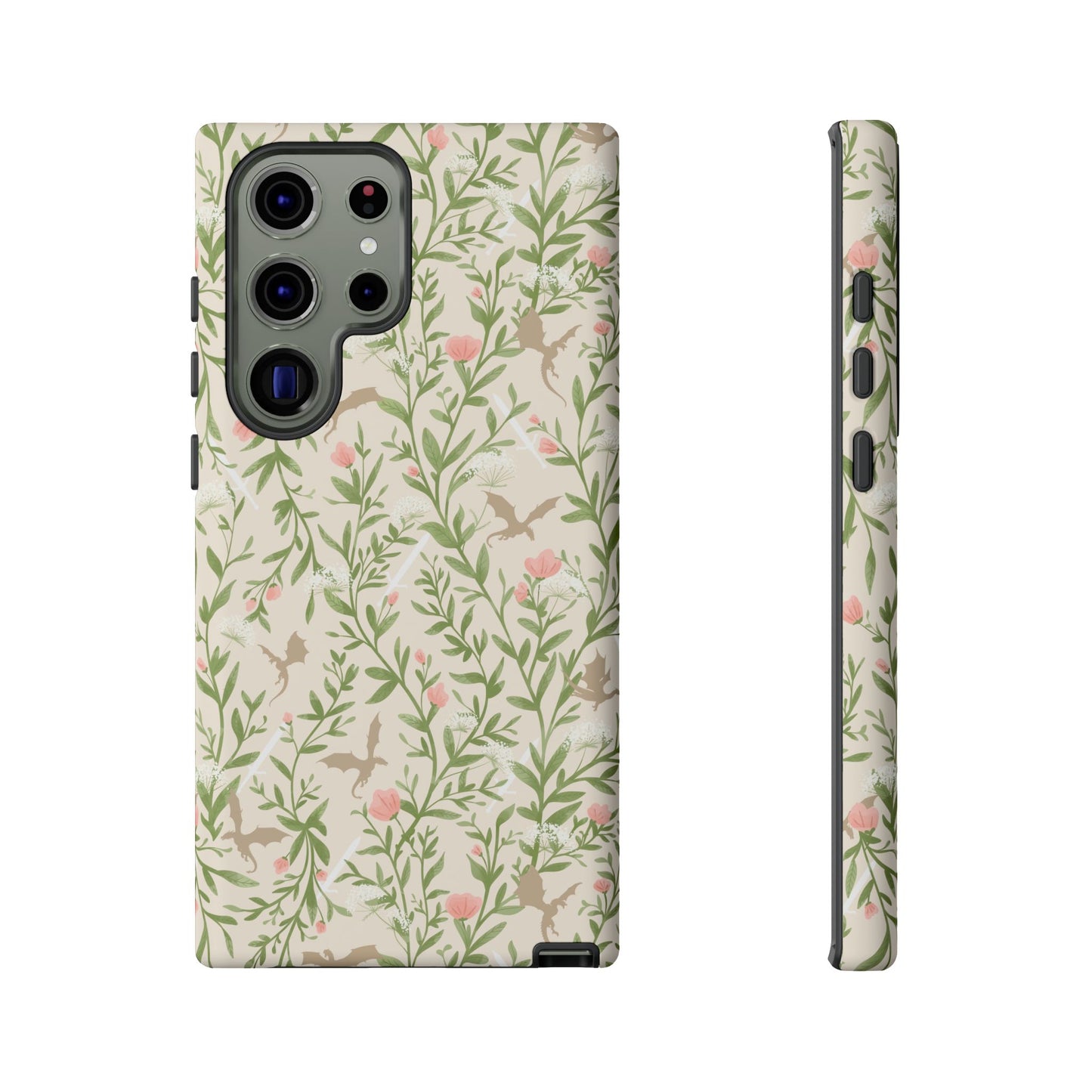 Fantasy Floral Dragons Tough Cases, Romantasy Reader Gift, Bookish Merch