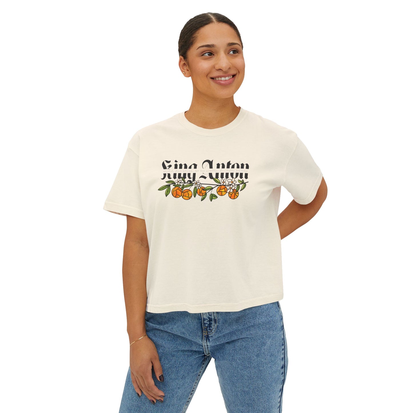 King Anton Boxy Crop Tee – Officially Licensed A Dance of Lies Romantasy Book Boyfriend Shirt | Fantasy Reader Bookish Gift