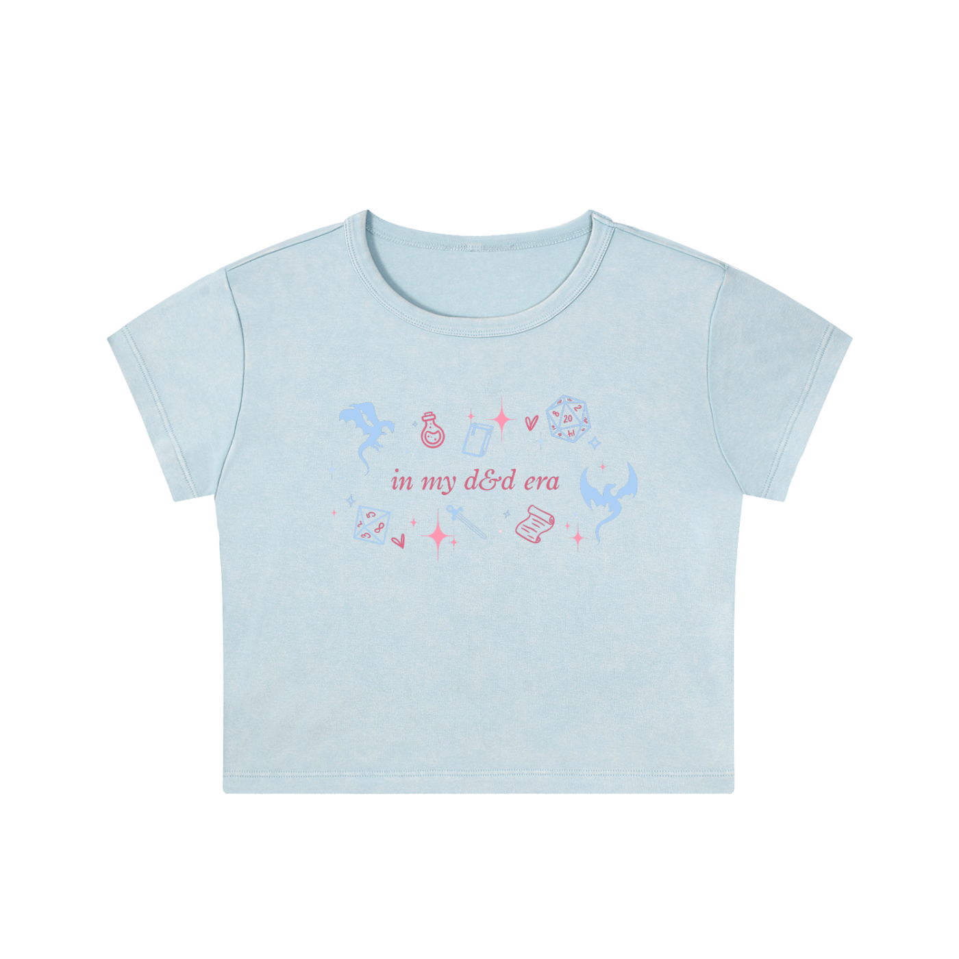 In My Fantasy RPG Era Women’s Snow Washed Cropped Baby Tee | Cute Tabletop Gamer Shirt | Fantasy Crop Top