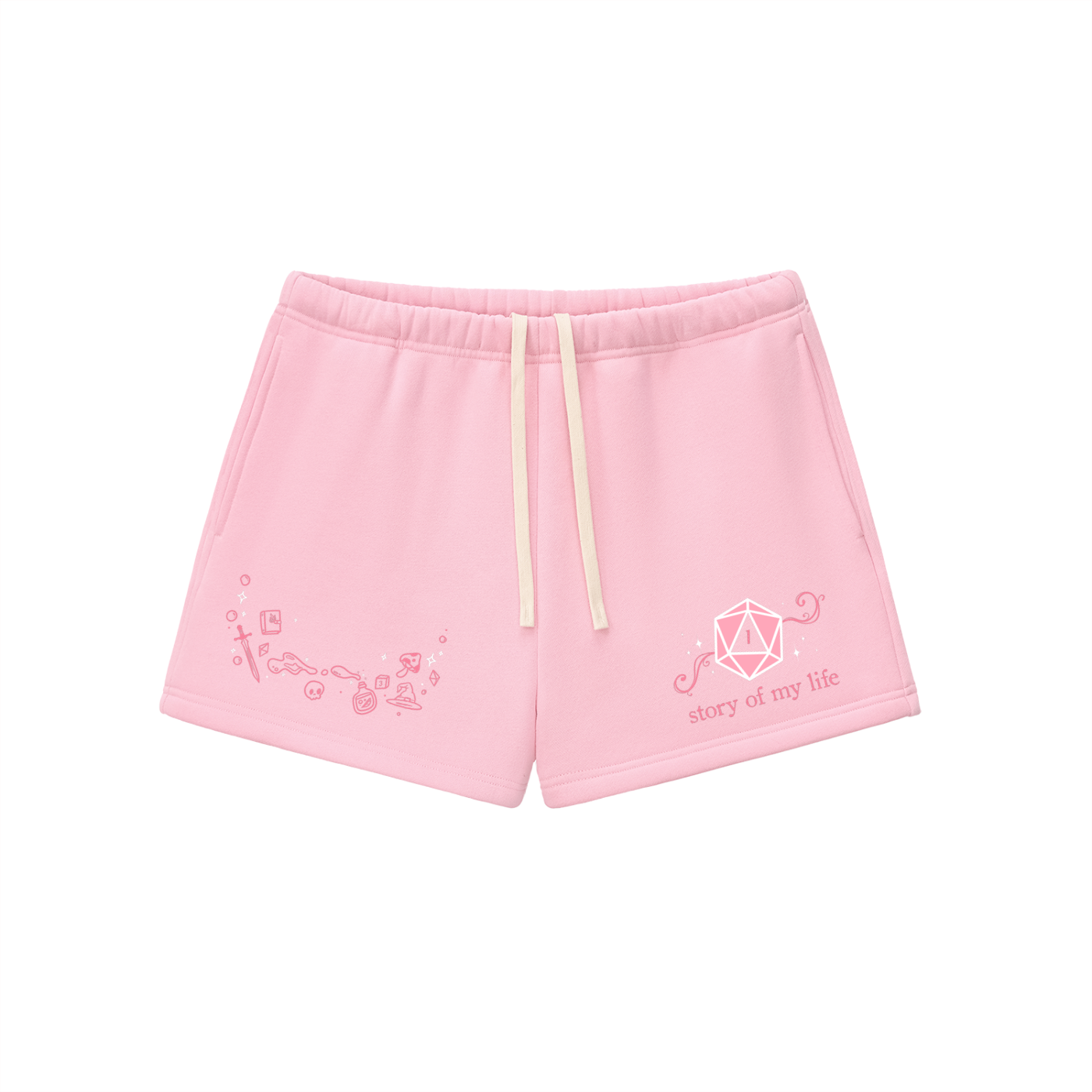 Story of My Life Natural 1 Women’s Fleece Lounge Shorts | Cute Fantasy Tabletop RPG Shorts | Gamer Girl Sweat Shorts