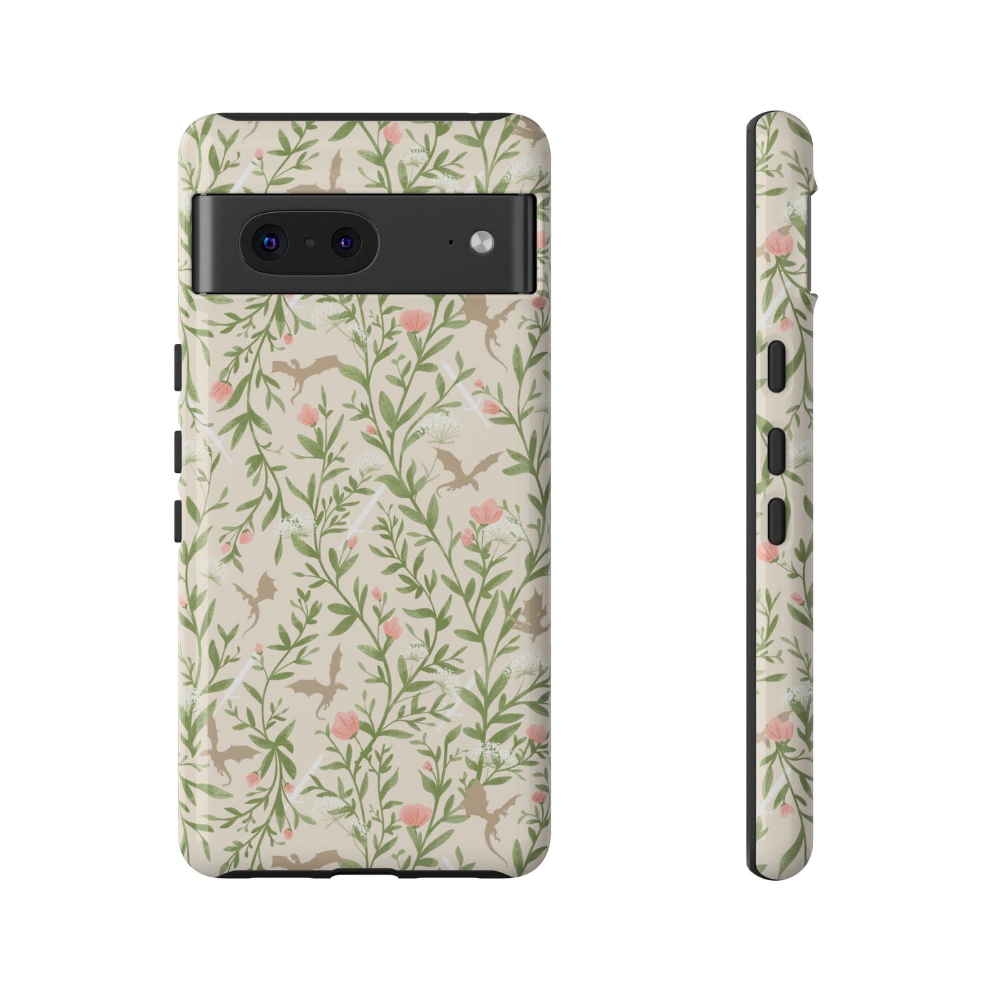 Fantasy Floral Dragons Tough Cases, Romantasy Reader Gift, Bookish Merch