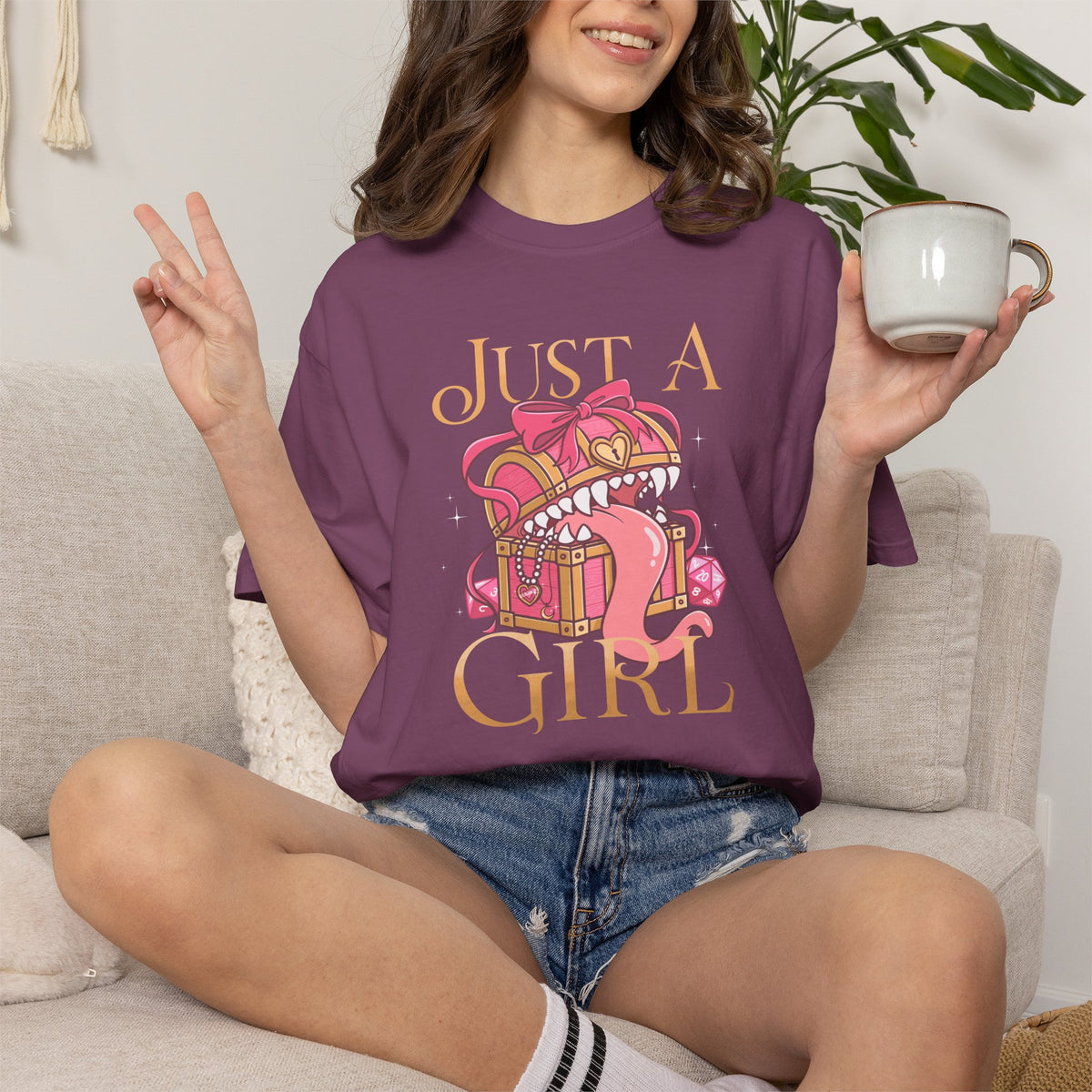 Just A Girl TTRPG Mimic T-shirt | Girlypop Cute Dnd Gift