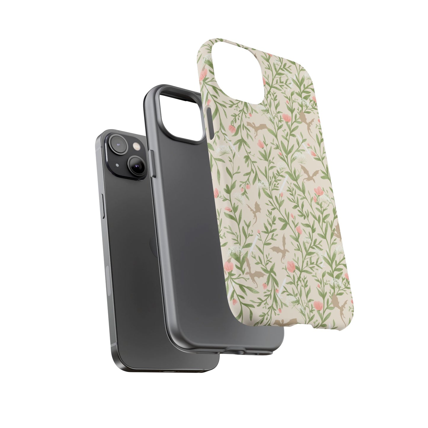 Fantasy Floral Dragons Tough Cases, Romantasy Reader Gift, Bookish Merch