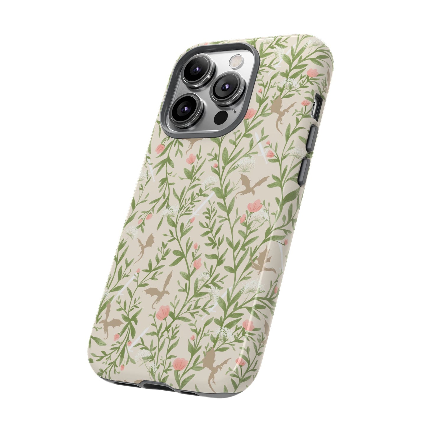 Fantasy Floral Dragons Tough Cases, Romantasy Reader Gift, Bookish Merch