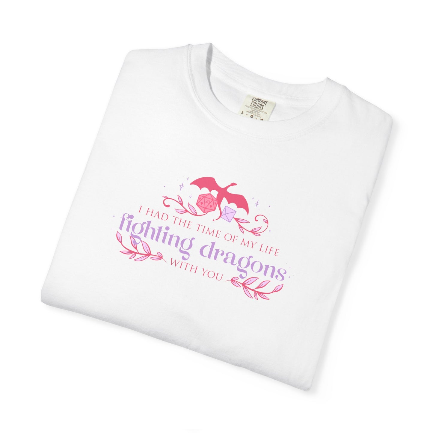 Fighting Dragons D&D Graphic T-Shirt | Pink Retro Fantasy Tee for Women | TTRPG Gamer Gift