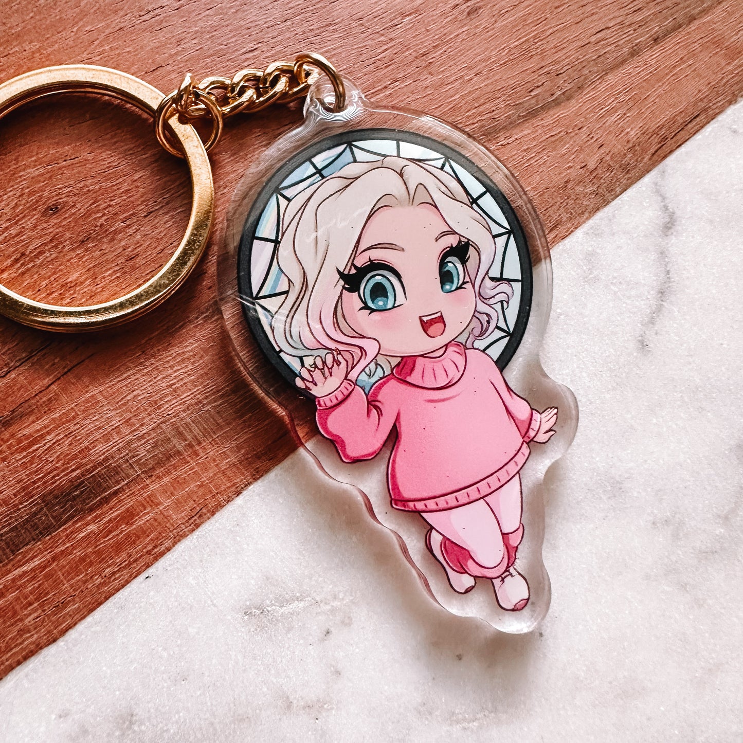 Pink Werewolf Girl Keychain