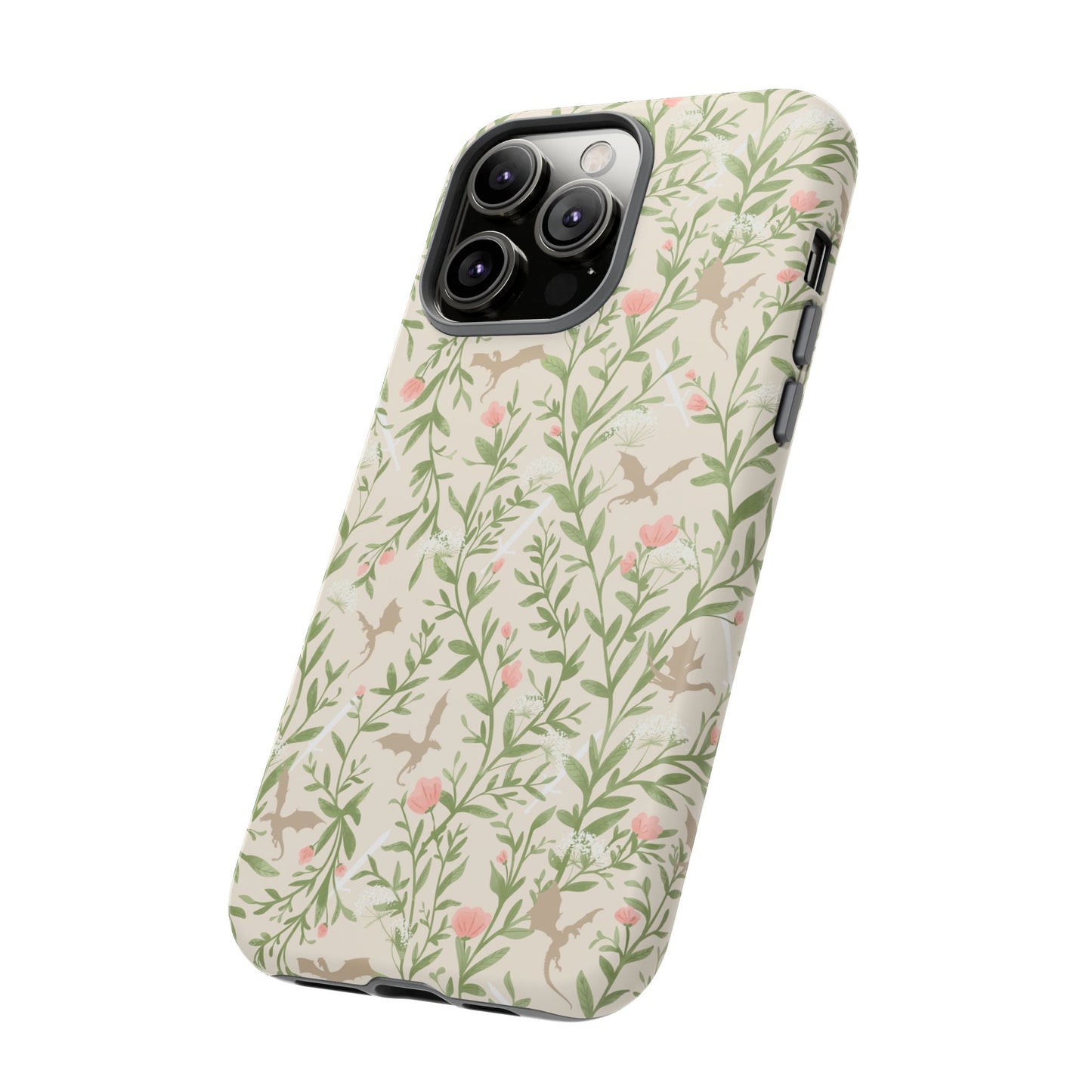 Fantasy Floral Dragons Tough Cases, Romantasy Reader Gift, Bookish Merch