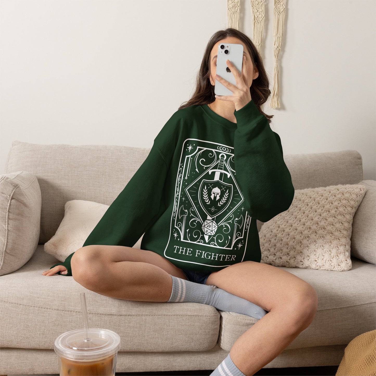 Fighter Tarot Card Gildan Sweatshirt Shirt | TTRPG Character Class Crewneck