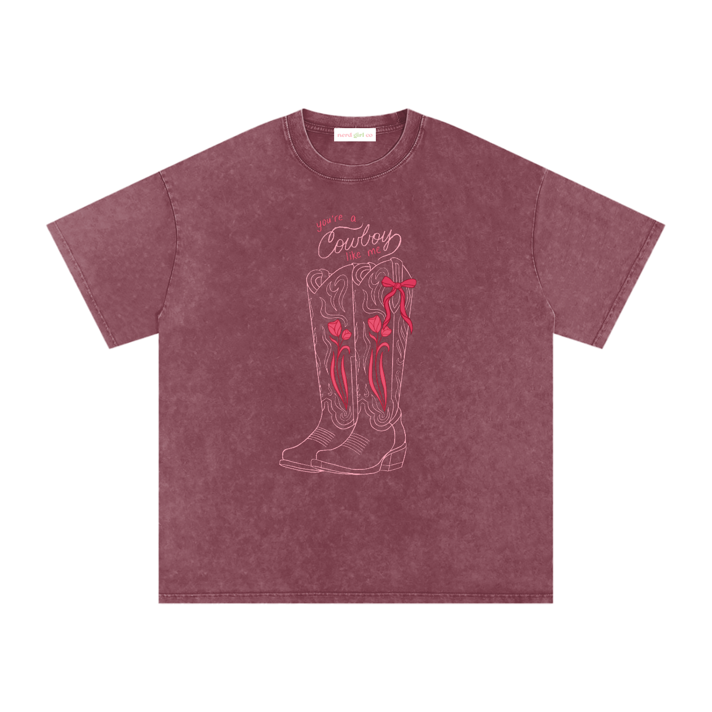 You’re a Cowboy Like Me Oversized Mineral Wash Tee | Cowboy Romance Shirt | Western Romance Reader Graphic Tee