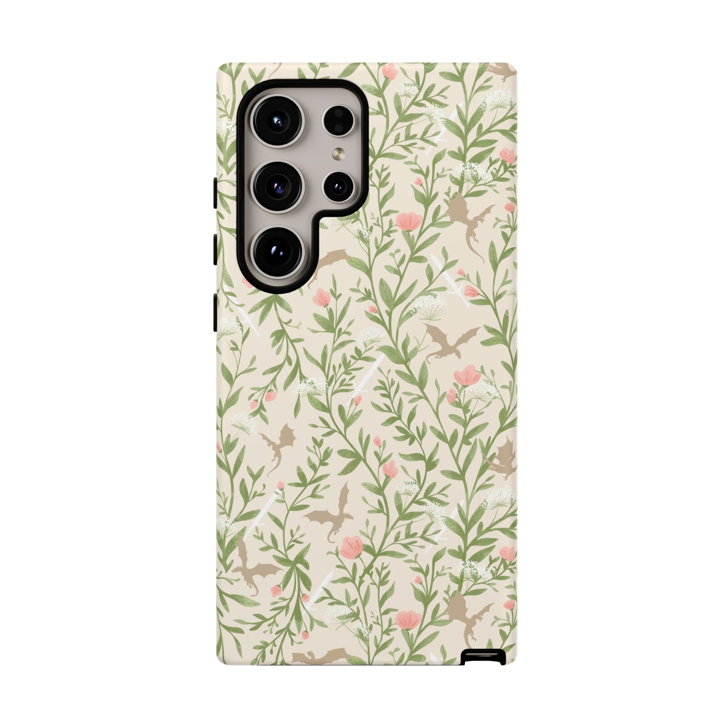 Fantasy Floral Dragons Tough Cases, Romantasy Reader Gift, Bookish Merch