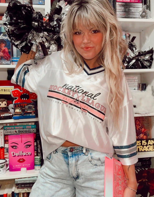 Hockey Romance Reader Boxy Striped Jersey | Fictional Hockey Player Book Boyfriend