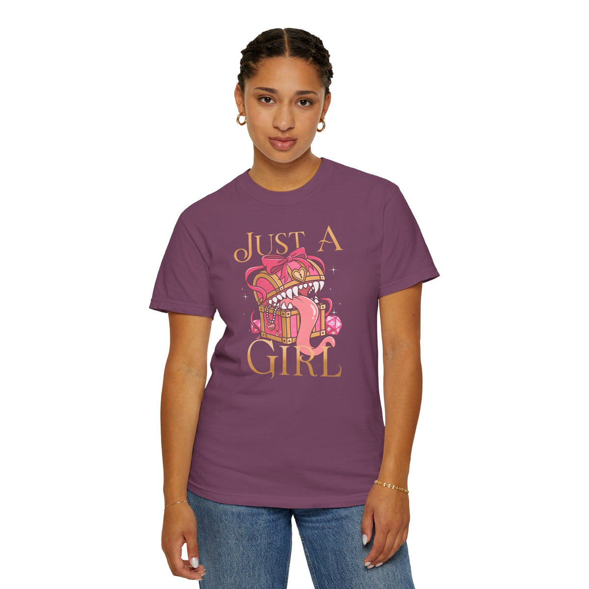 Just A Girl TTRPG Mimic T-shirt | Girlypop Cute Dnd Gift