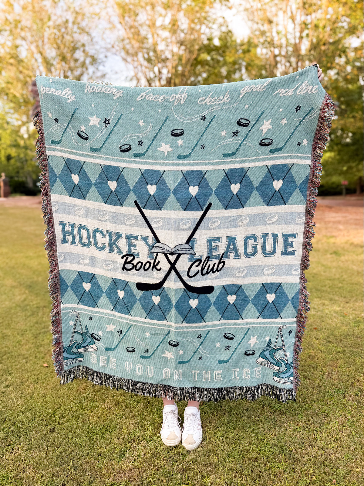 Hockey League Book Club Woven Blanket | Hockey Romance Reader Gift