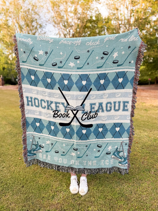 Hockey League Book Club Woven Blanket | Hockey Romance Reader Gift
