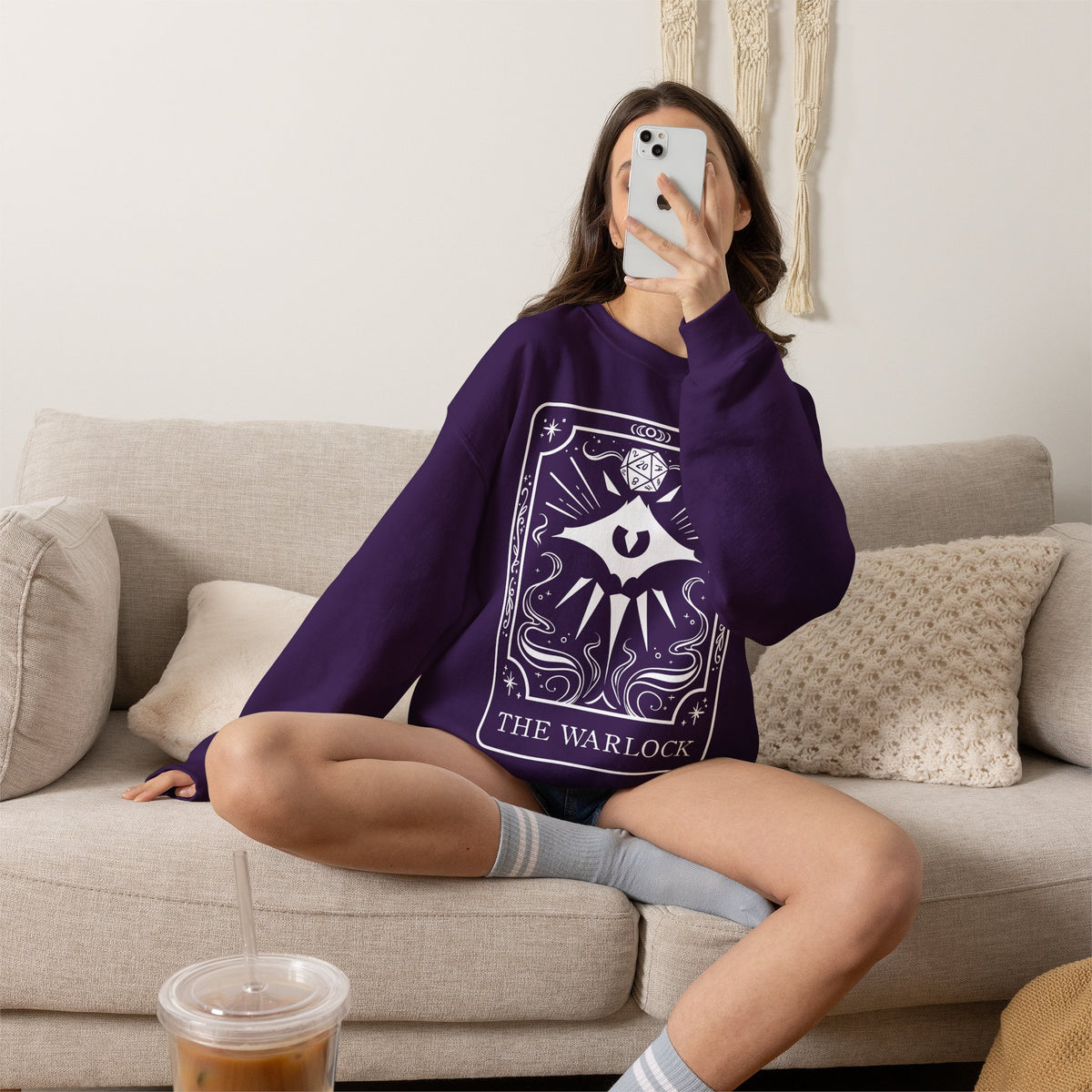 Warlock Tarot Card Gildan Sweatshirt Shirt | TTRPG Character Class Crewneck