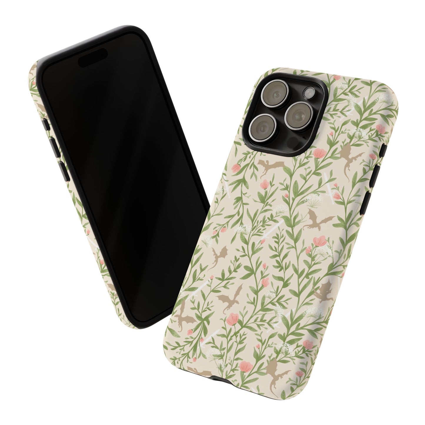 Fantasy Floral Dragons Tough Cases, Romantasy Reader Gift, Bookish Merch