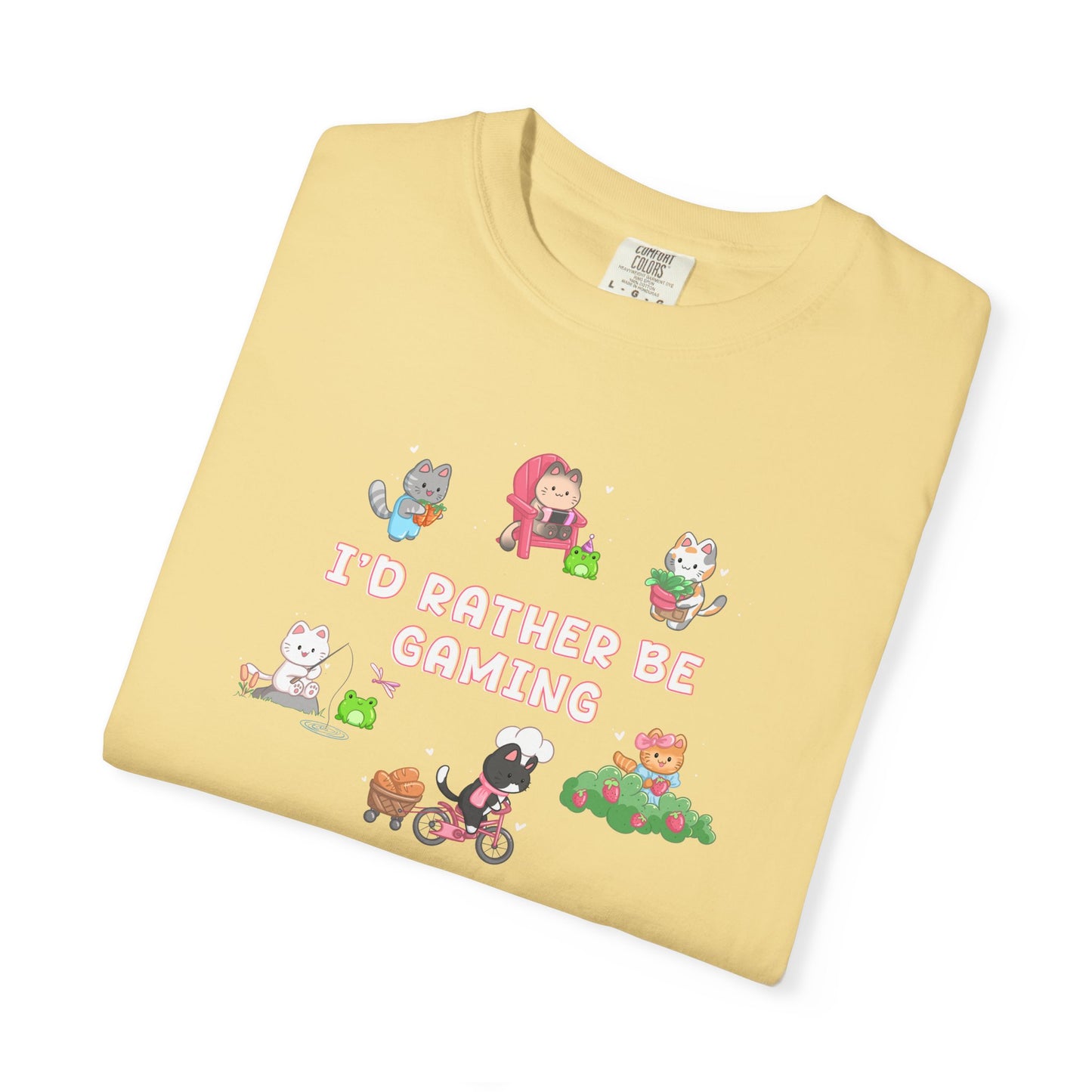 I’d Rather Be Gaming T-shirt - Cute Cat Lover Cozy Gamer Gift