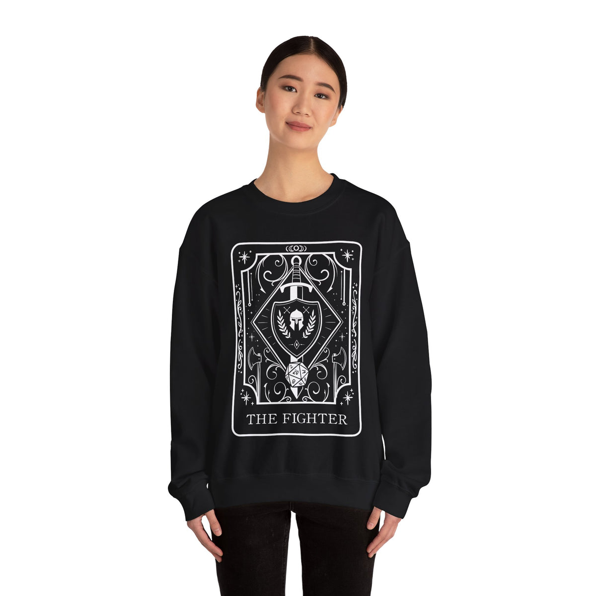 Fighter Tarot Card Gildan Sweatshirt Shirt | TTRPG Character Class Crewneck