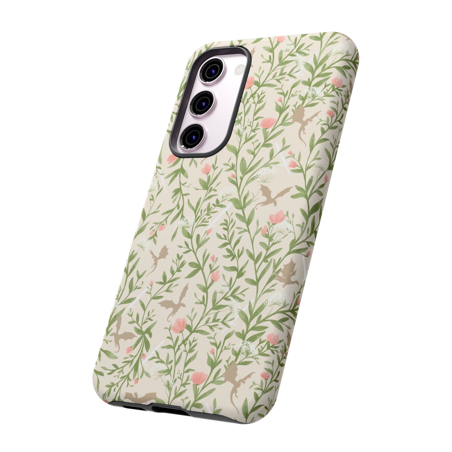 Fantasy Floral Dragons Tough Cases, Romantasy Reader Gift, Bookish Merch