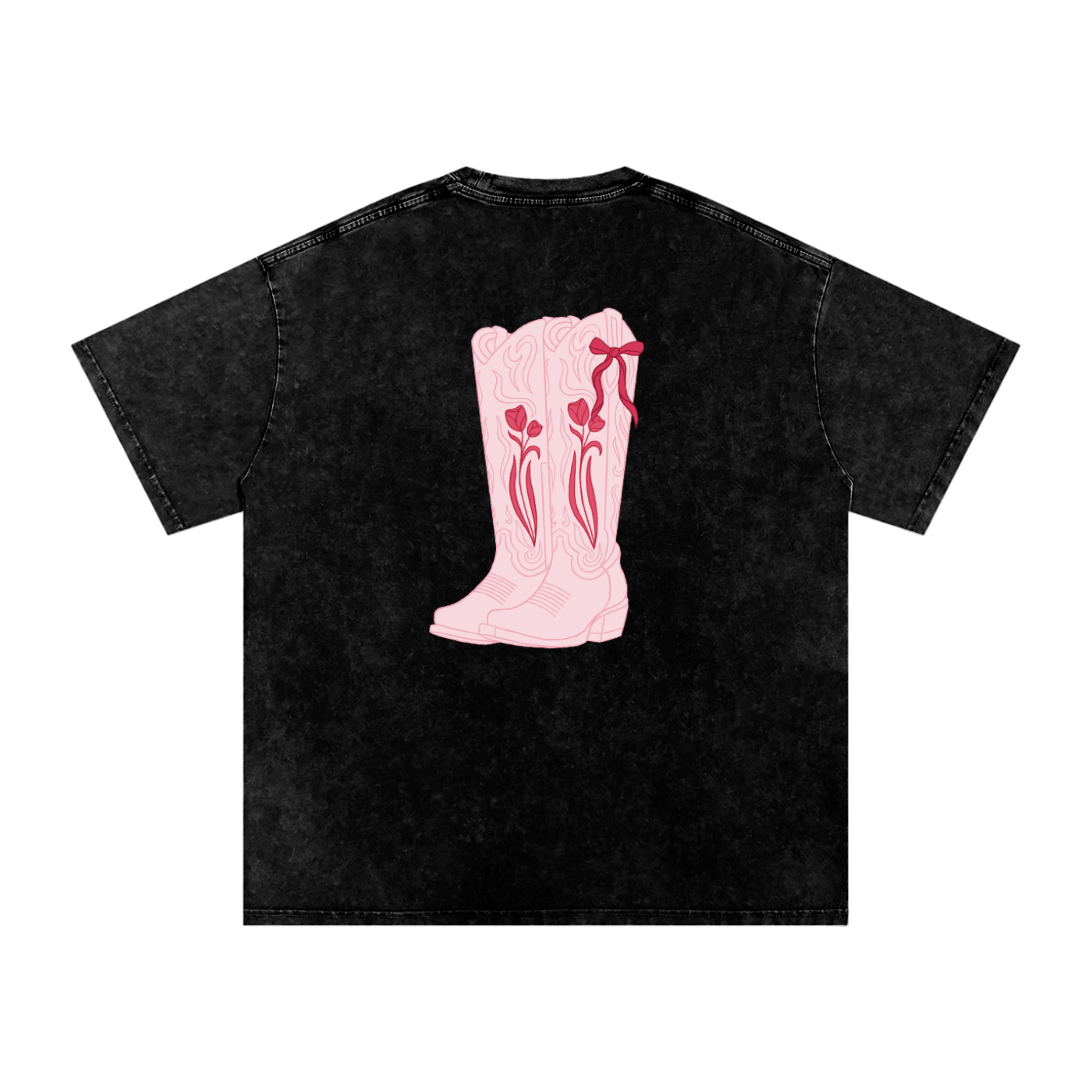 Cowboy Like Me Front & Back Oversized Tee | Western Romance Shirt | Pink Cowboy Boots Graphic T-Shirt