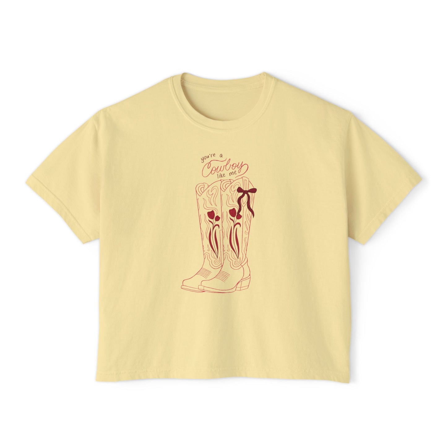 You’re a Cowboy Like Me Comfort Colors Boxy Crop Tee | Bookish Cowboy Romance Shirt