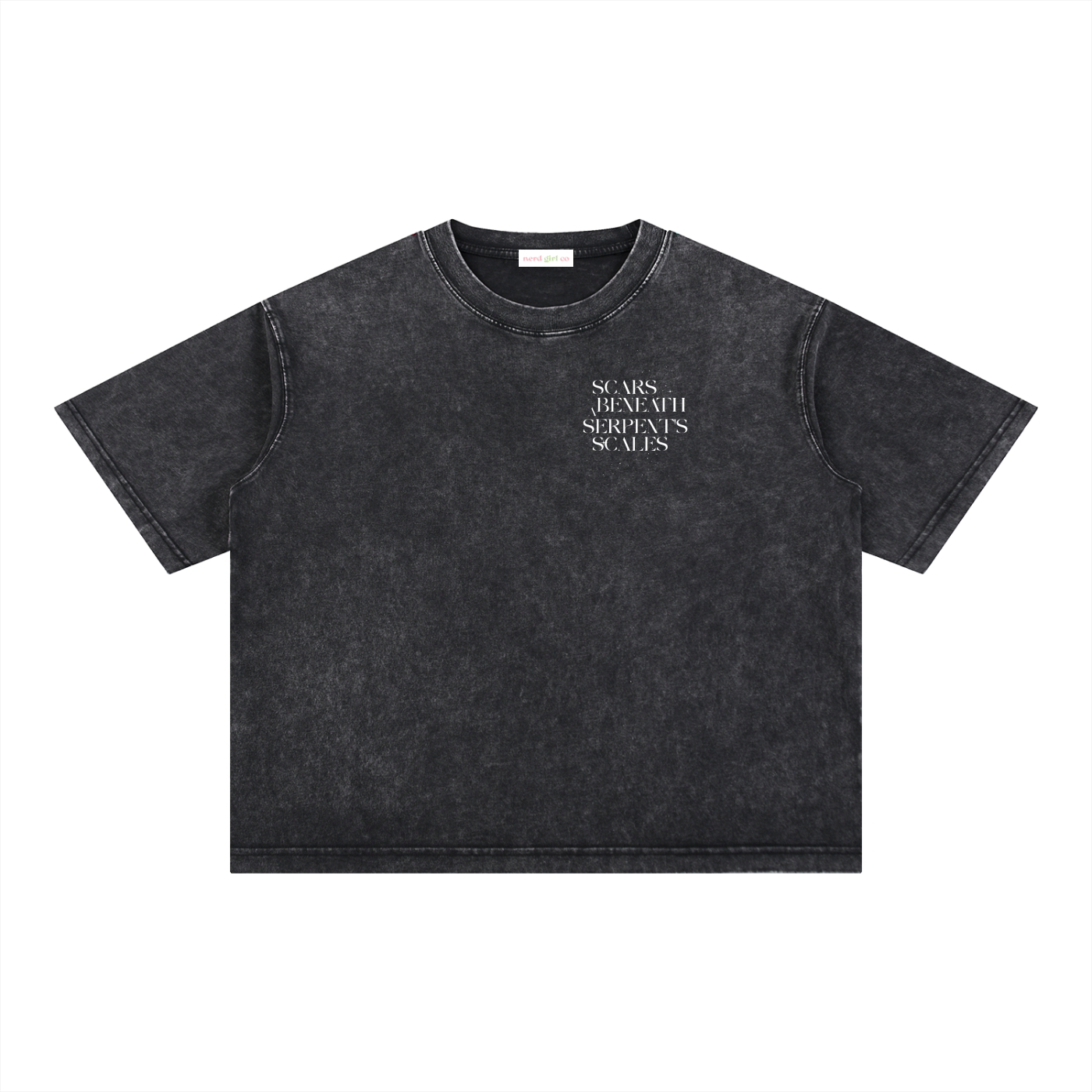 To Tempt the Fates and Realms Will Wrest Oversized Mineral Wash Boxy Tee | Officially Licensed Nicole Platania Shirt
