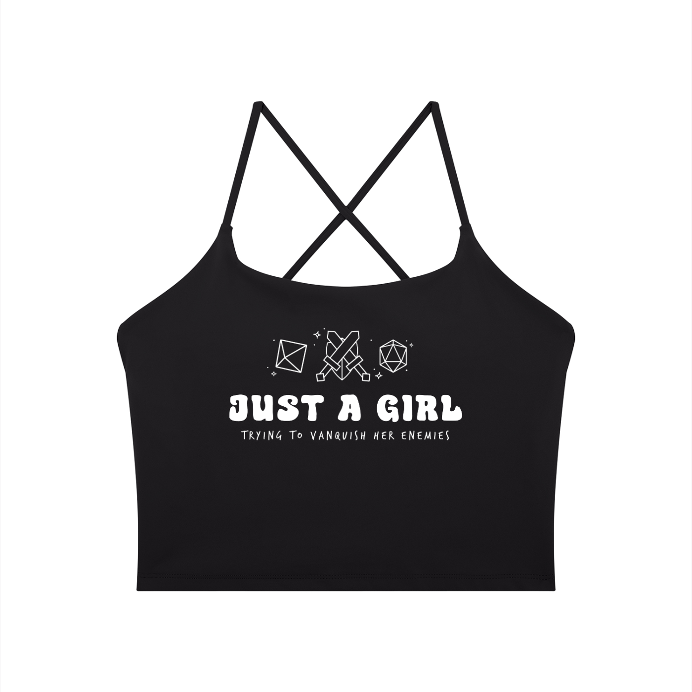 Just a Girl Trying to Vanquish Her Enemies Yoga Tank Top | Fantasy Tabletop RPG Activewear | Gamer Girl Crop Tank