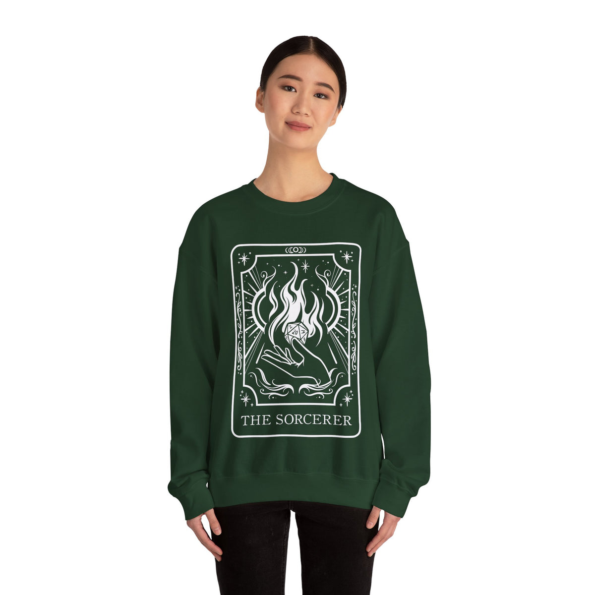 Sorcerer Tarot Card Gildan Sweatshirt Shirt | TTRPG Character Class Crewneck