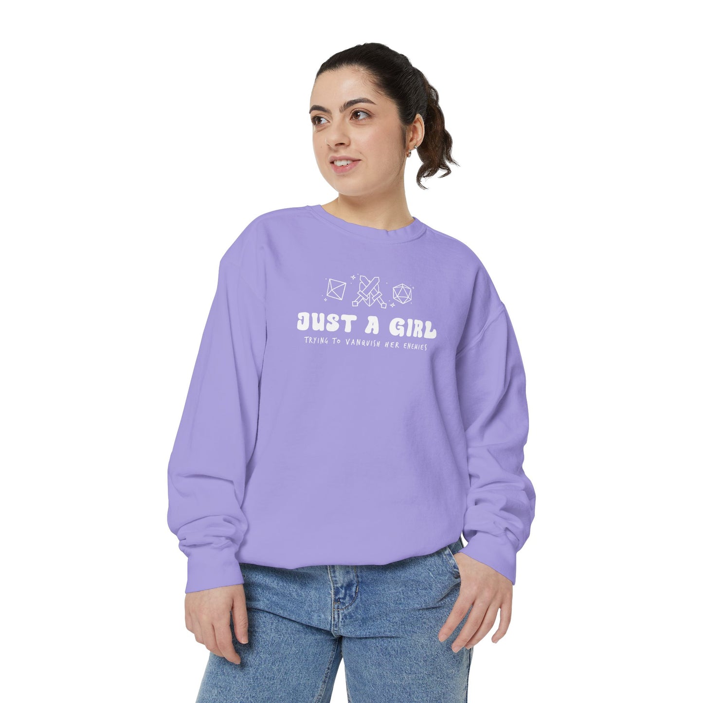 2-Sided Just A Girl Gamer Sweatshirt — Comfort Colors